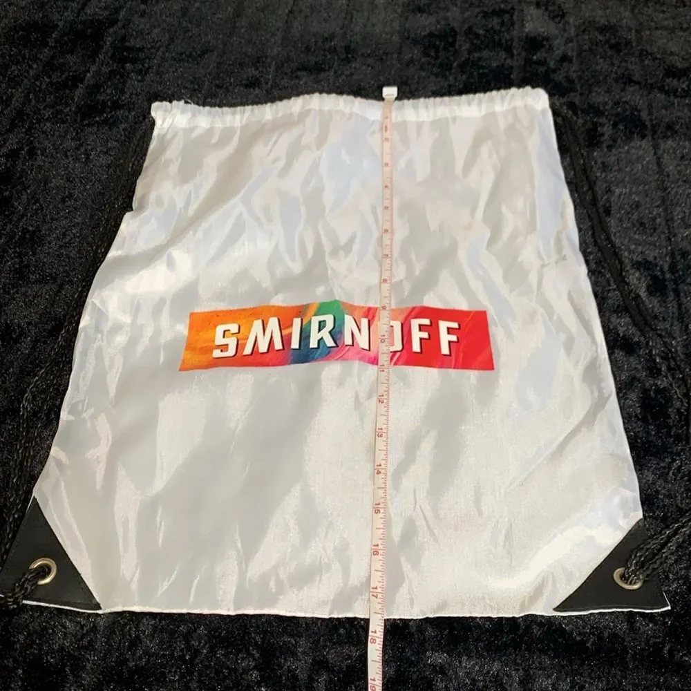 White Smirnoff Vodka Drawstring Cinch Backpack
